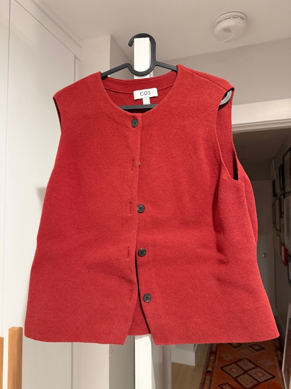 COS Textured Red Sleeveless Button Vest